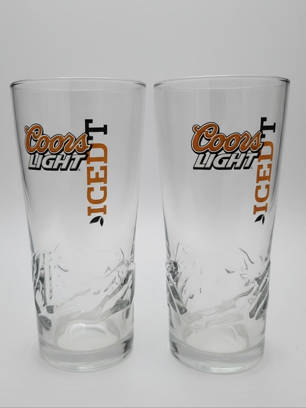 Coors Light Iced Tea Embossed Pint Glass 14 oz Lot of 2